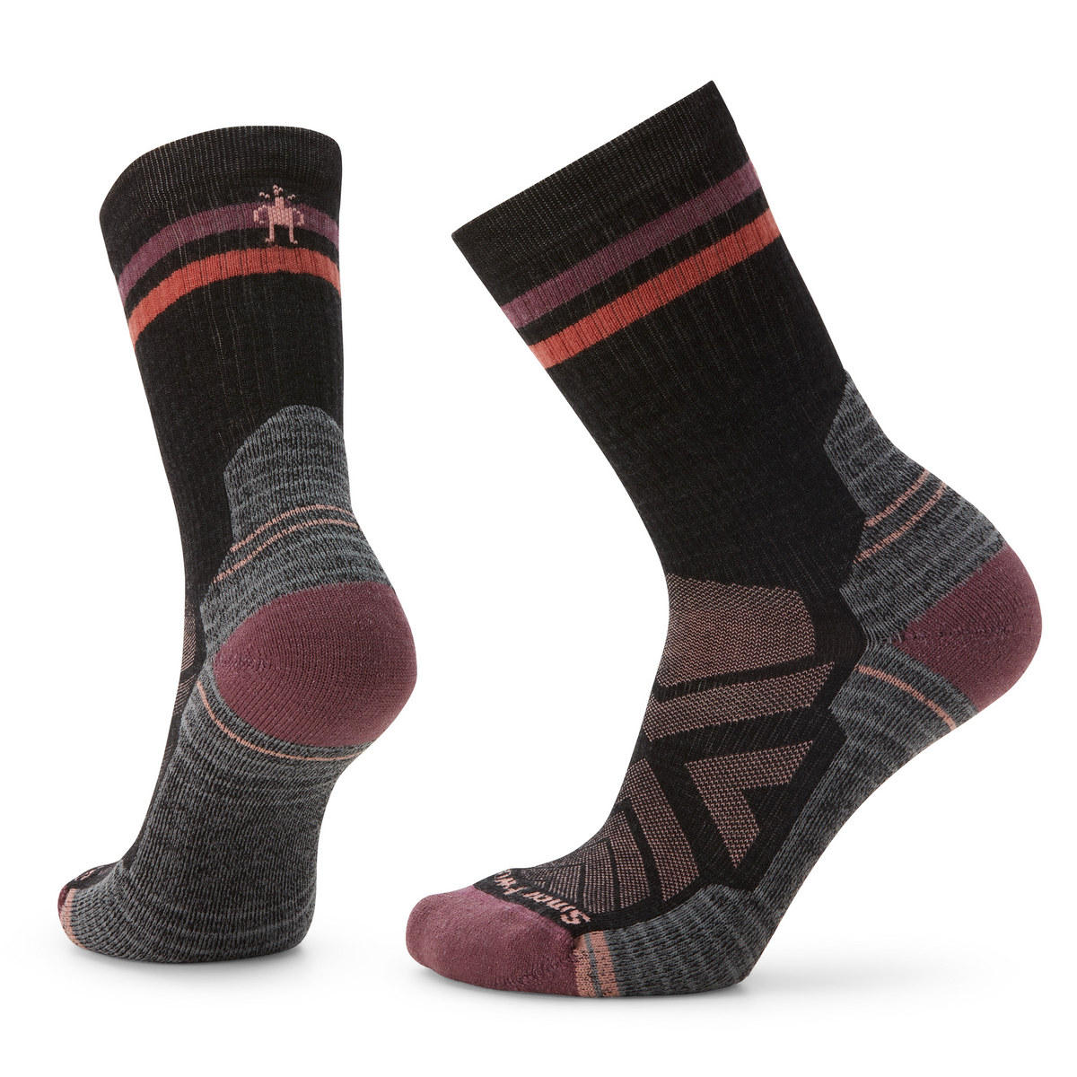 Women's Hike Tube Stripe Crew Socks Charcoal - ver - 1