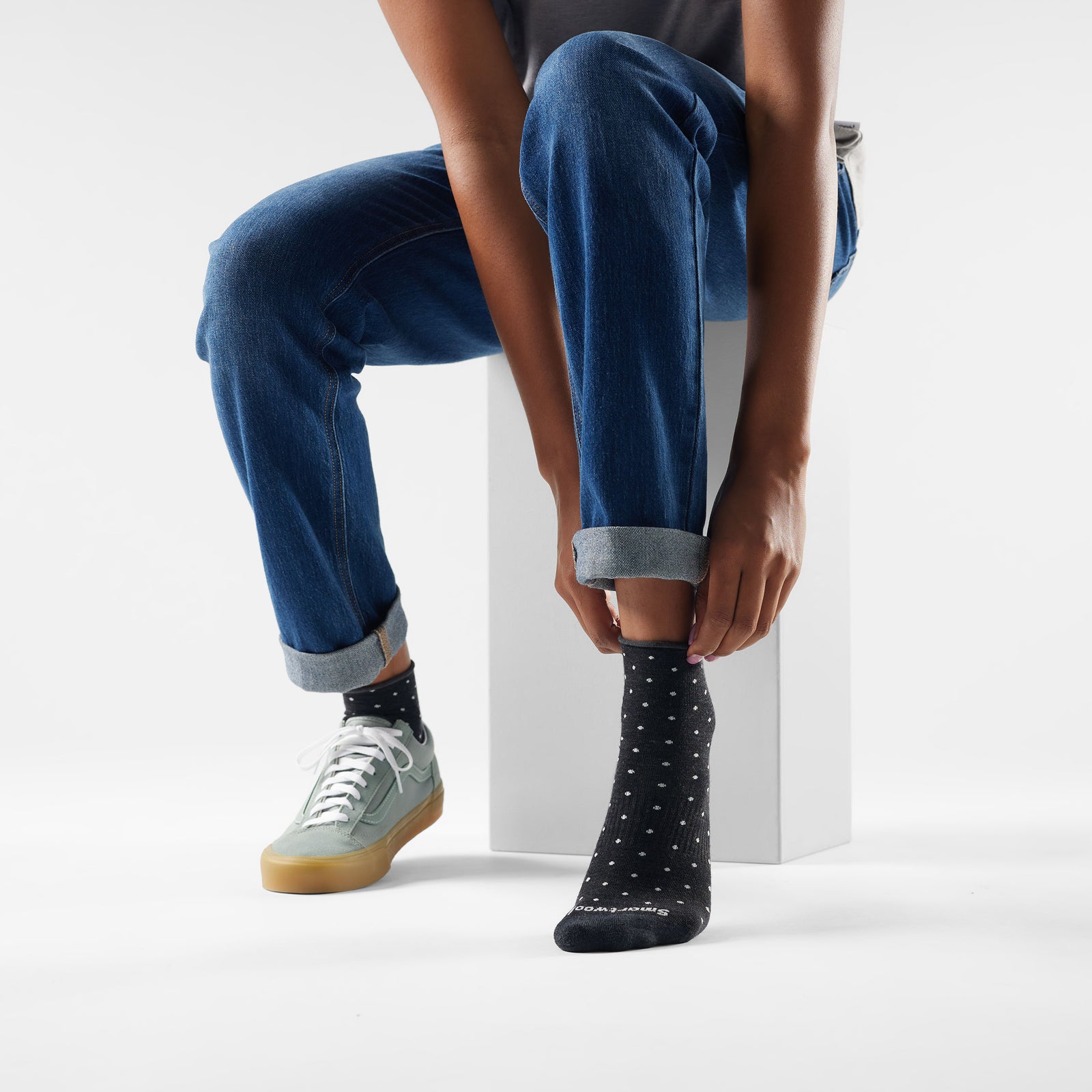 Women's Everyday Classic Dot Ankle Socks Serene Blue - ver - 2