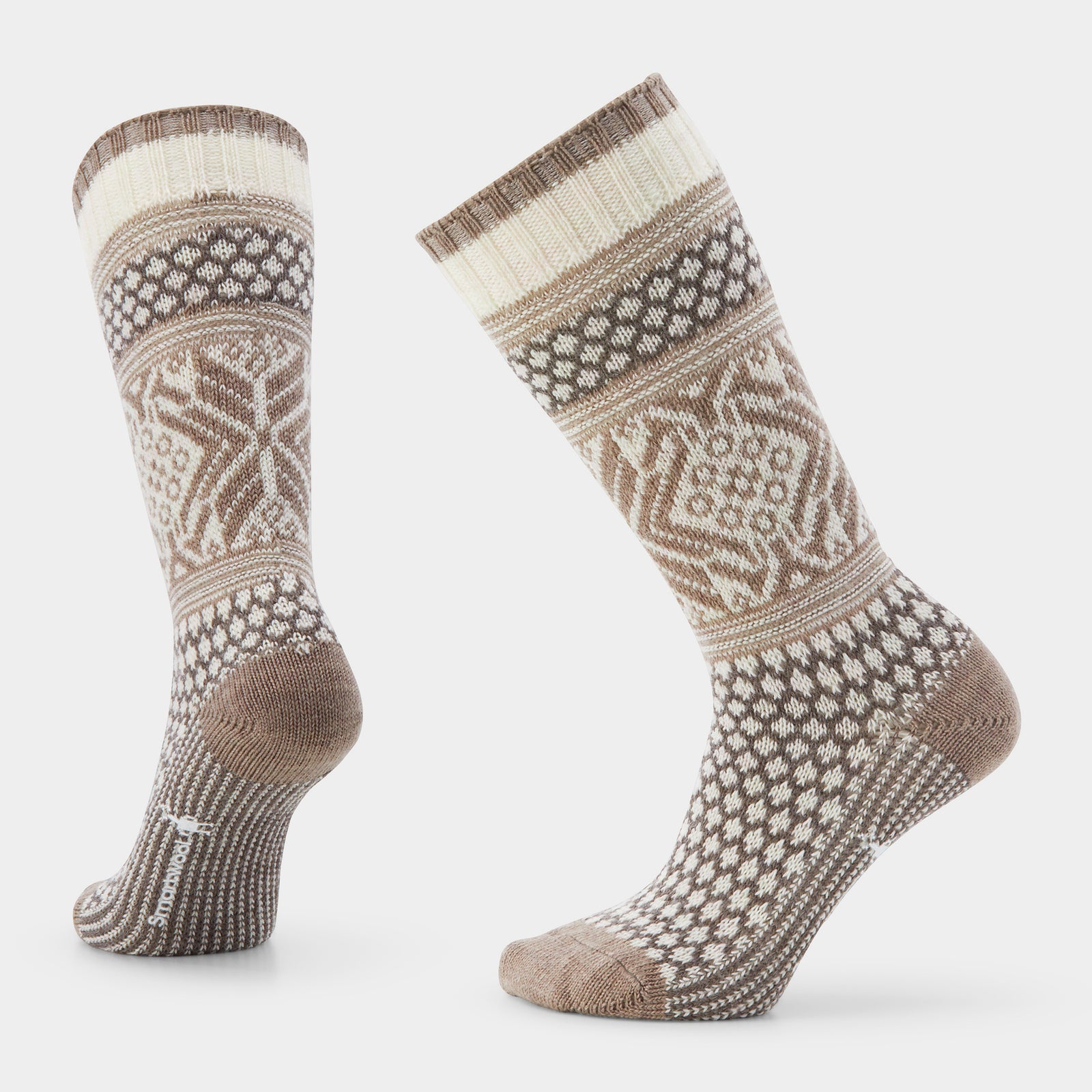 Women's Everyday Cozy Popcorn Snowflake Crew Socks Charcoal - ver - 1