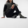 Women's Everyday Cozy Traditional Snowflake Crew Socks Black - ver - 2
