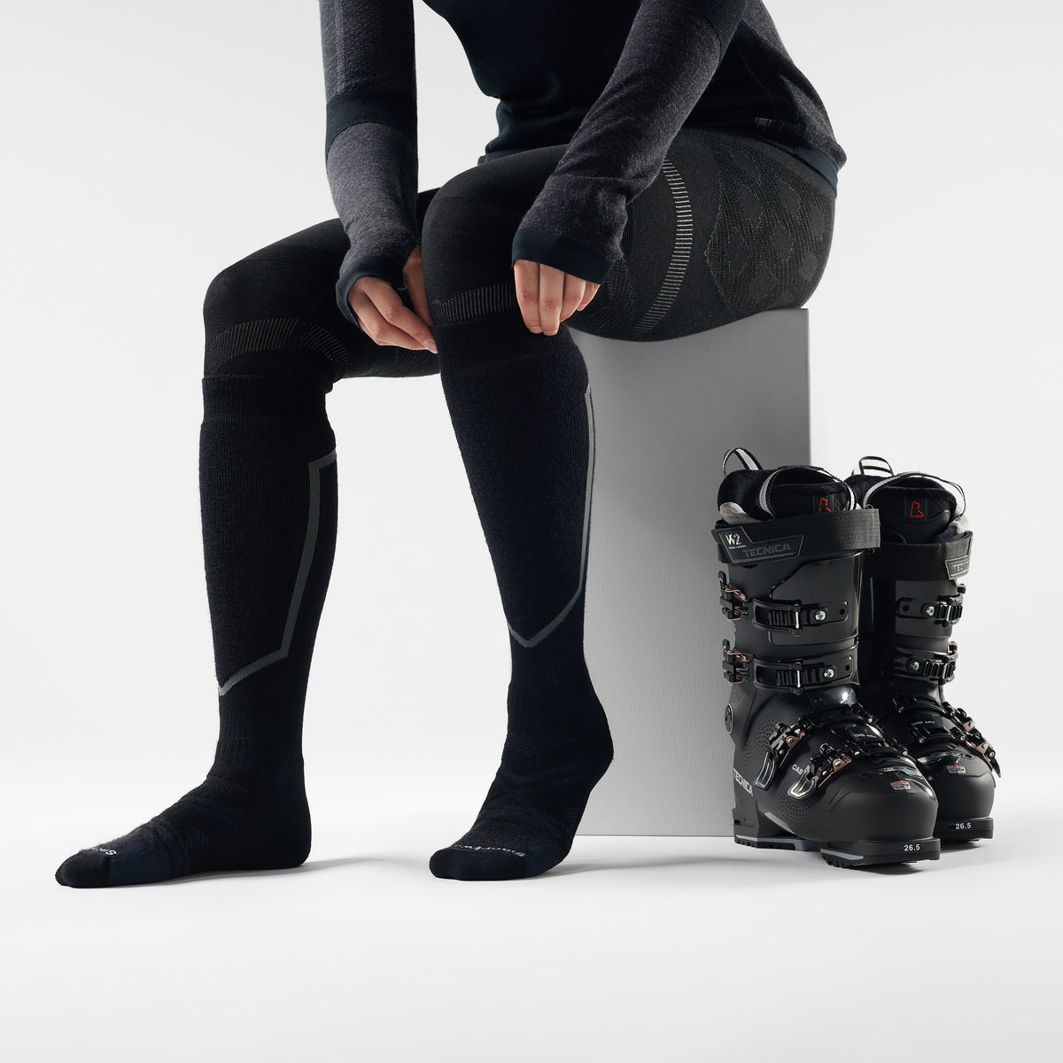 Ski Over The Calf Socks Black - 2