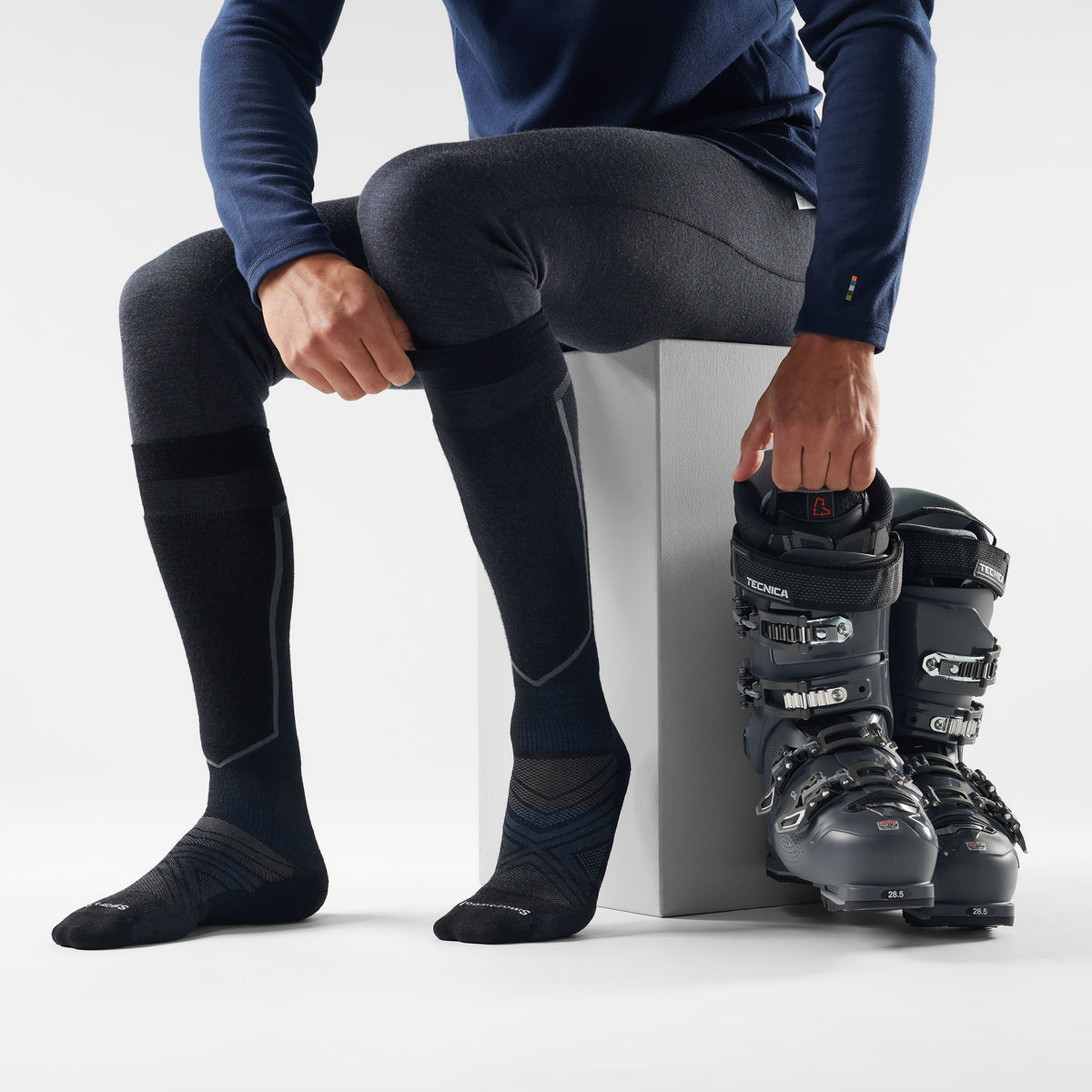 Ski Over The Calf Socks Black - 2