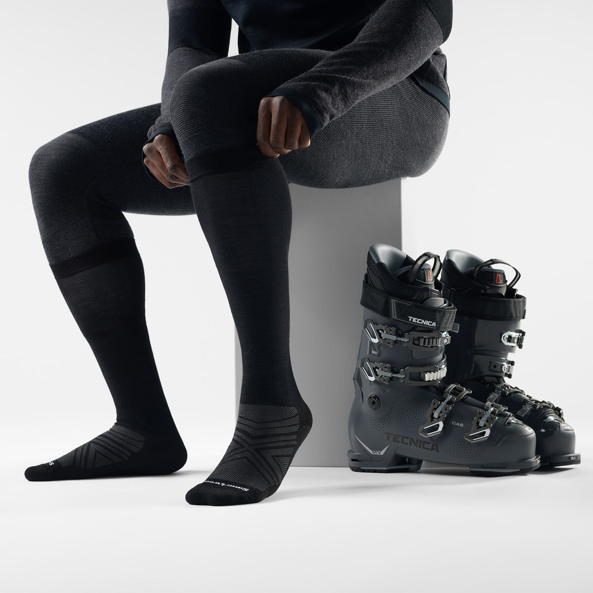 Ski Over The Calf Socks Black - 2