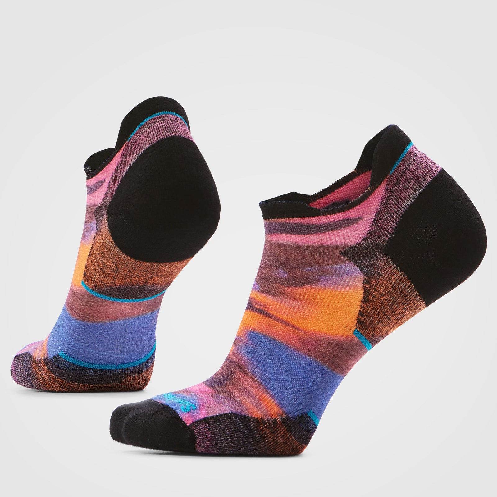 Women's Run Brushed Print Low Ankle Socks Alpine Blue - ver - 1