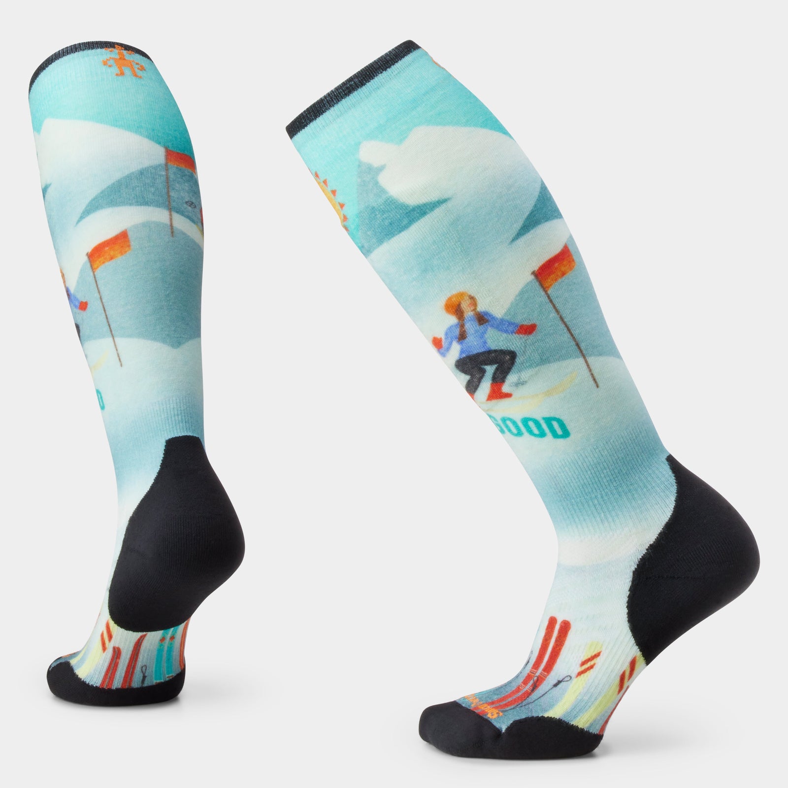 Women's Ski Snow Bunny Print Over The Calf Socks Capri - ver - 1