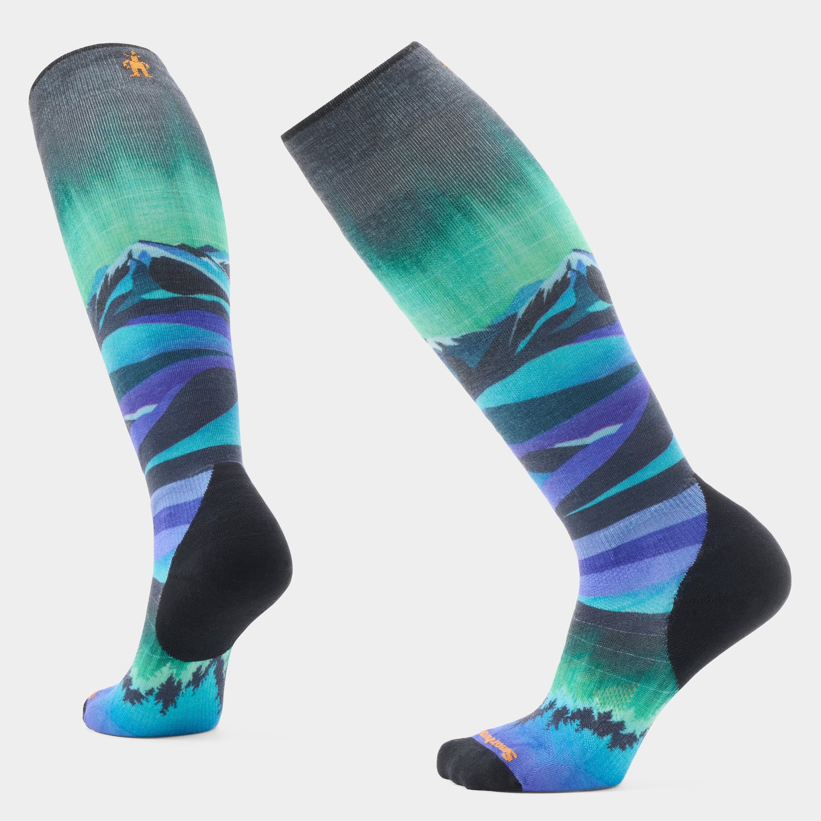 Women's Ski Compression Print Over The Calf Socks Black - ver - 1