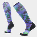 Women's Ski Electric Lotus Print Over The Calf Socks Black - ver - 1
