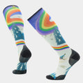 Ski Rainbow Trails Print Over The Calf Socks Laguna Blue - ver - 1