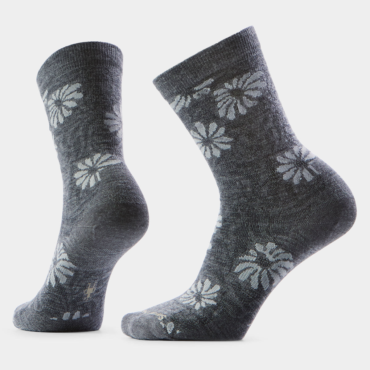 Women's Everyday Floral Crew Socks Medium Gray - 1