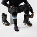 Snowboard Mountain Sunrise Over The Calf Socks Black - ver - 2