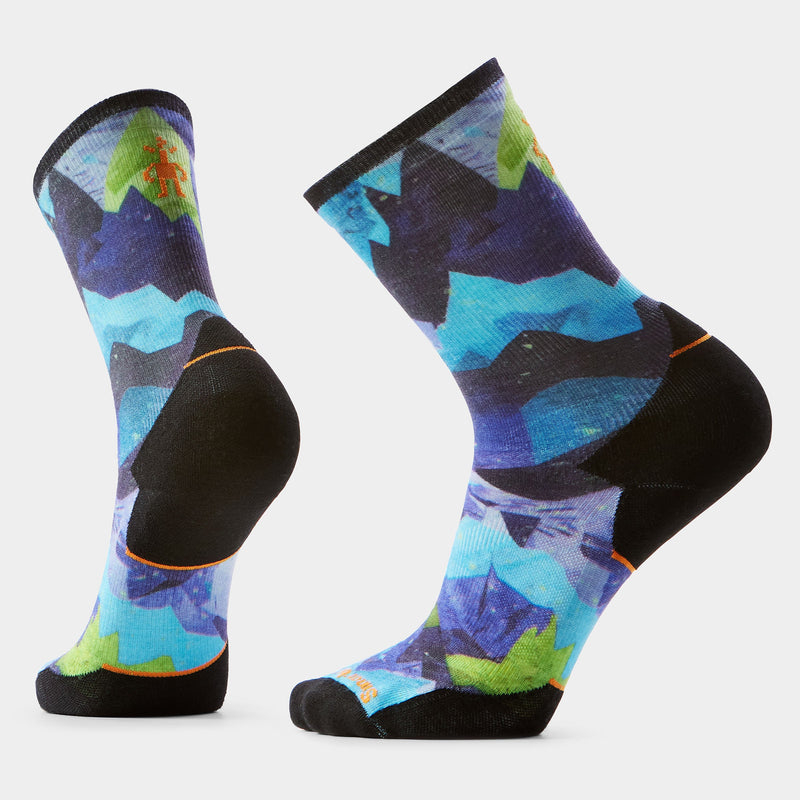 Trail Run Summit Sector Print Crew Socks - Nightfall Blue / M