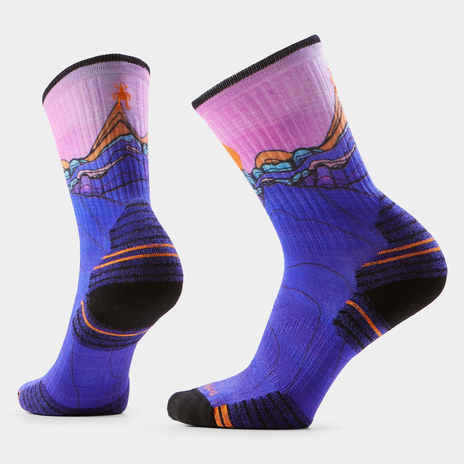 Women’s Hike Mountain Sunrise Print Crew Socks Deep Navy - ver - 1