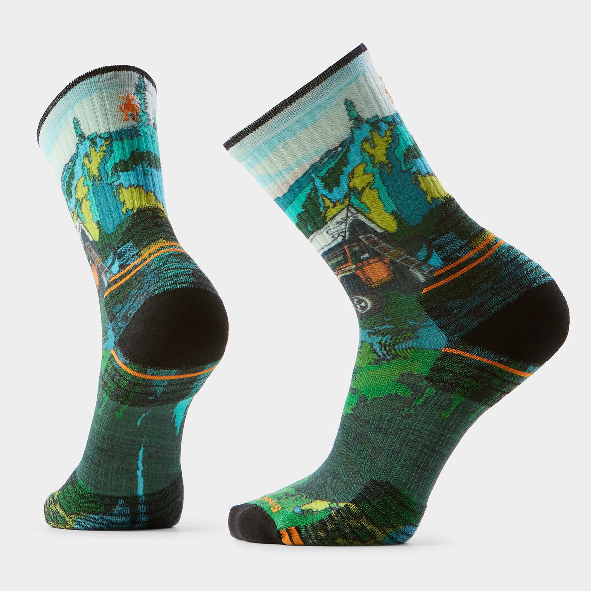 Hike Trail Trekker Print Crew Socks Winter Moss - 