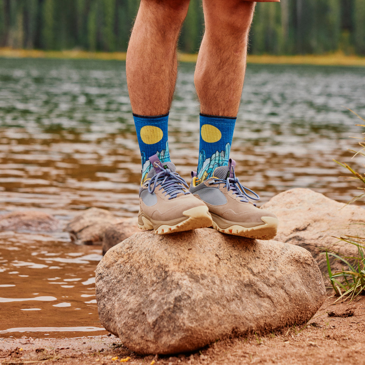 Hike Mountain Myth Print Crew Socks Deep Navy - 3