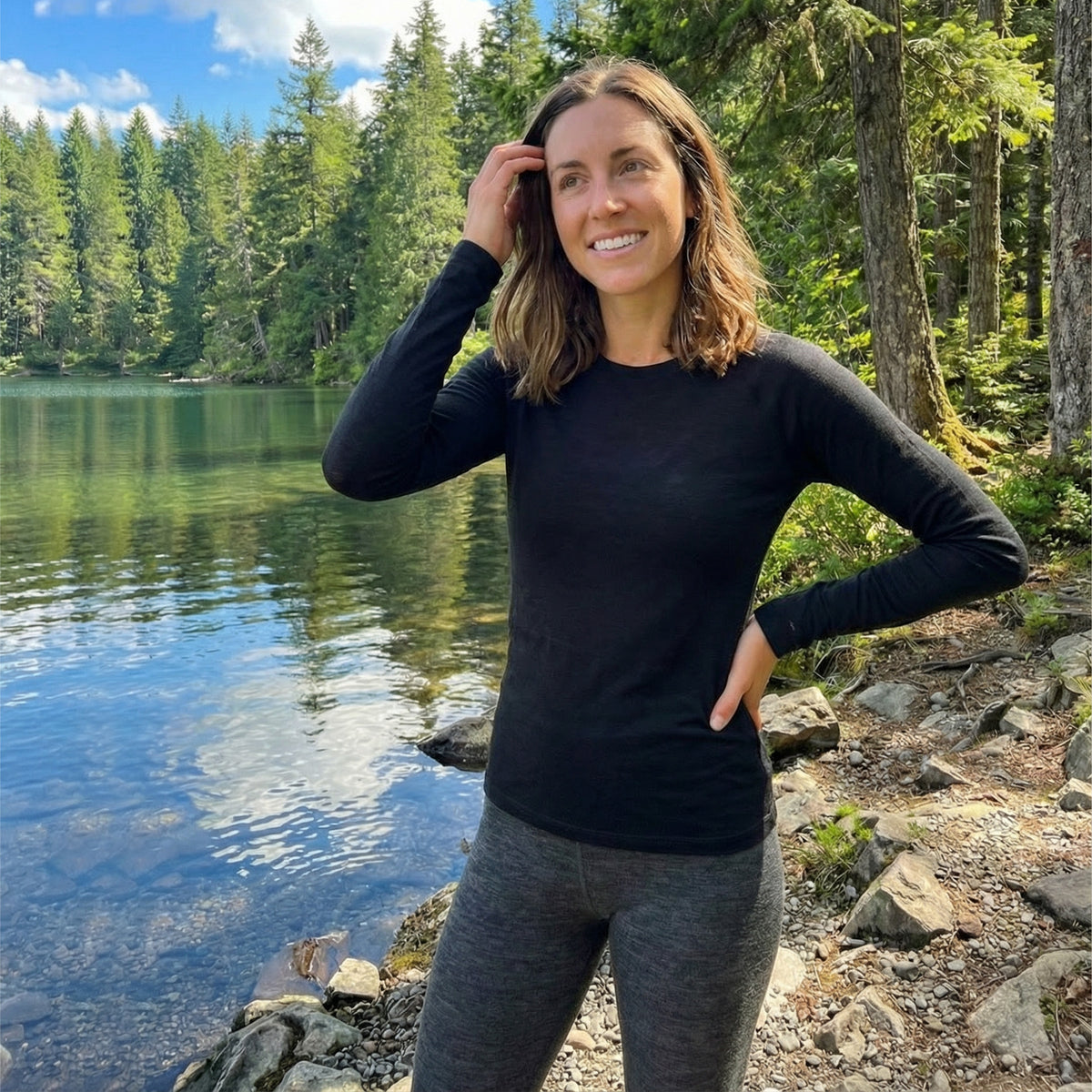 Women's Active Raglan Colorblock Long Sleeve Black - ver - 5