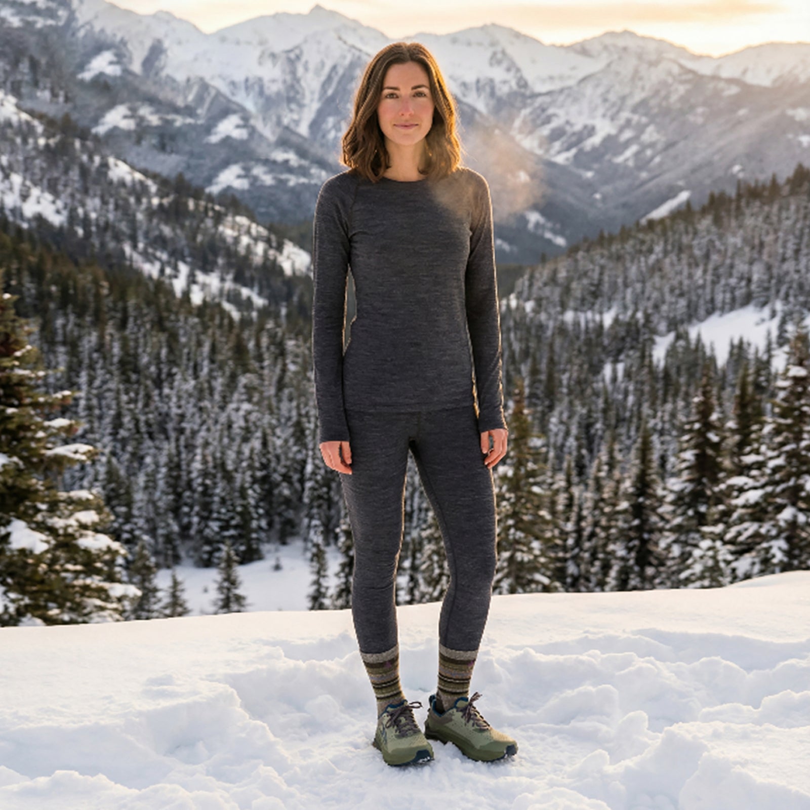 Women's Outdoor Merino Base Layer Bottom Charcoal Heather - ver - 1