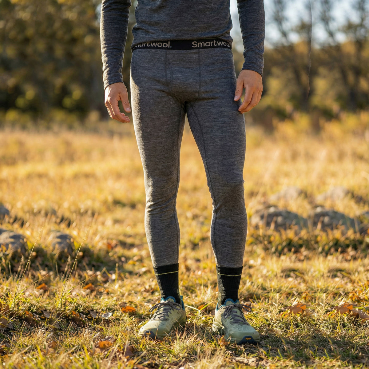 Men's Outdoor Merino Base Layer Bottom Charcoal Heather - ver - 1