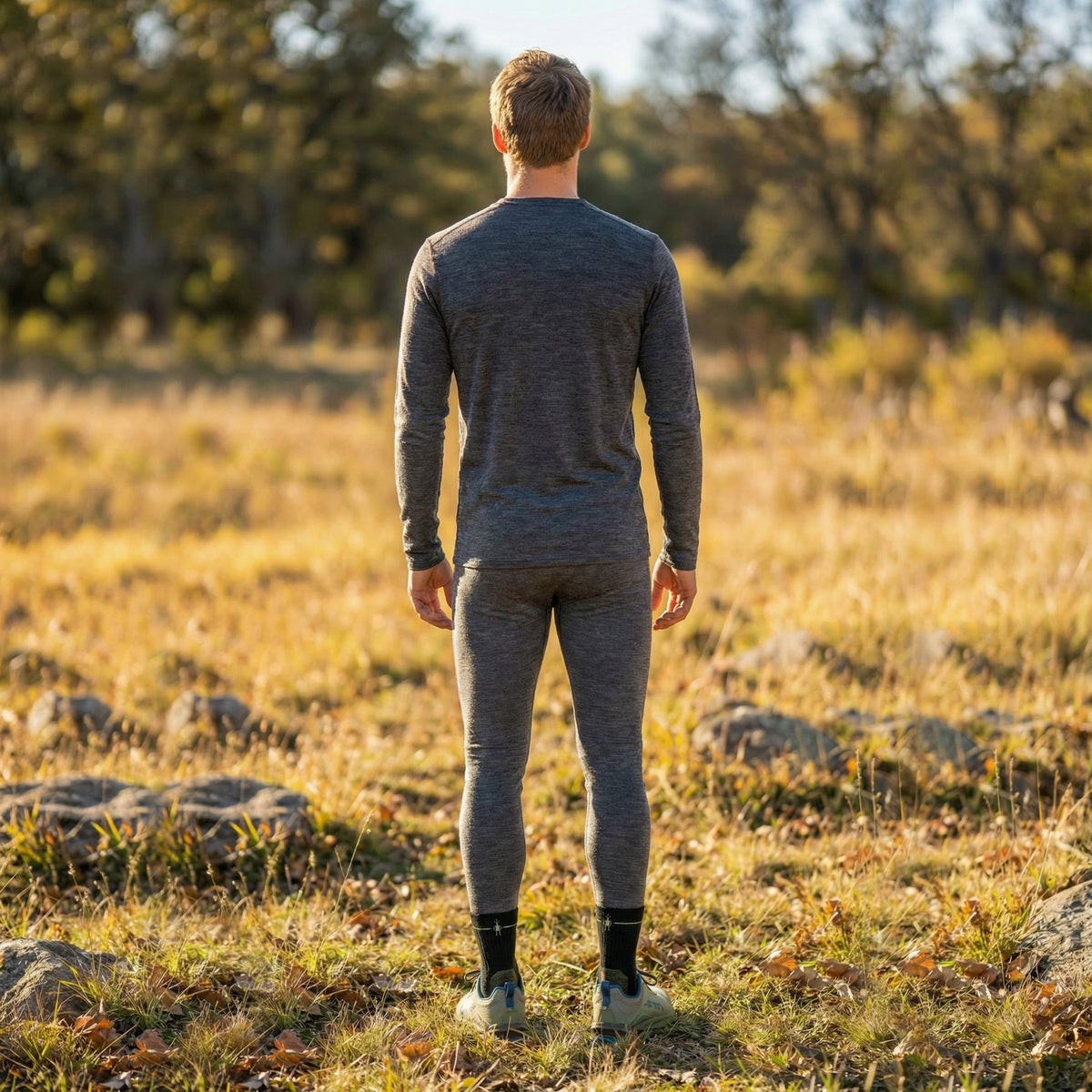 Men's Outdoor Merino Base Layer Bottom Charcoal Heather - ver - 3