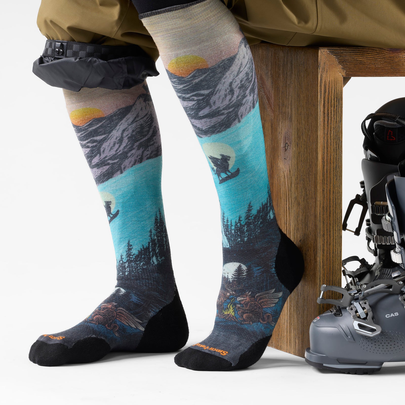 Ski Targeted Cushion Winter Phase Print OTC Socks Purple Dawn - ver - 2