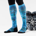 Ski Targeted Cushion Storm Peak Print OTC Socks Nightfall Blue - ver - 2