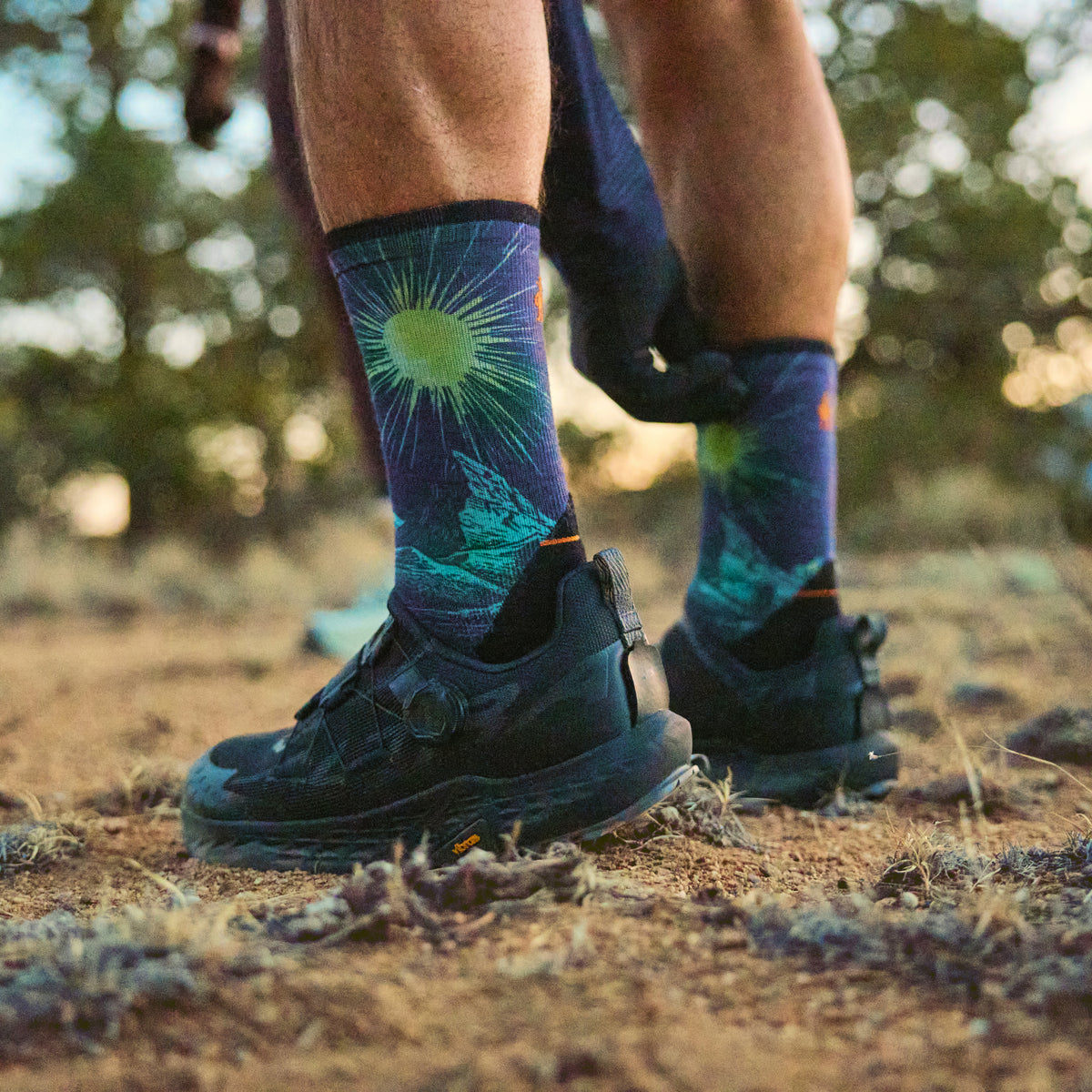Trail Run Treeline Print Crew Socks Deep Navy - 3