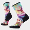 Women's Trail Run Serene Peak Print Crew Socks Dusty Teal - ver - 1