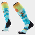 Women's Ski Targeted Cushion Steep Days Print OTC Socks Serene Blue - ver - 1