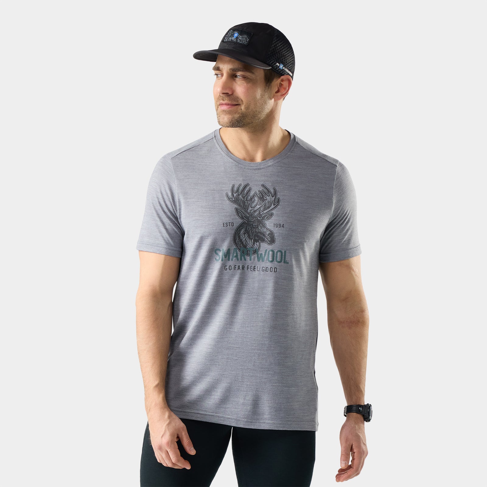 Men's Moose Mode Active Short Sleeve Graphic Tee Light Gray Heather - ver - 1