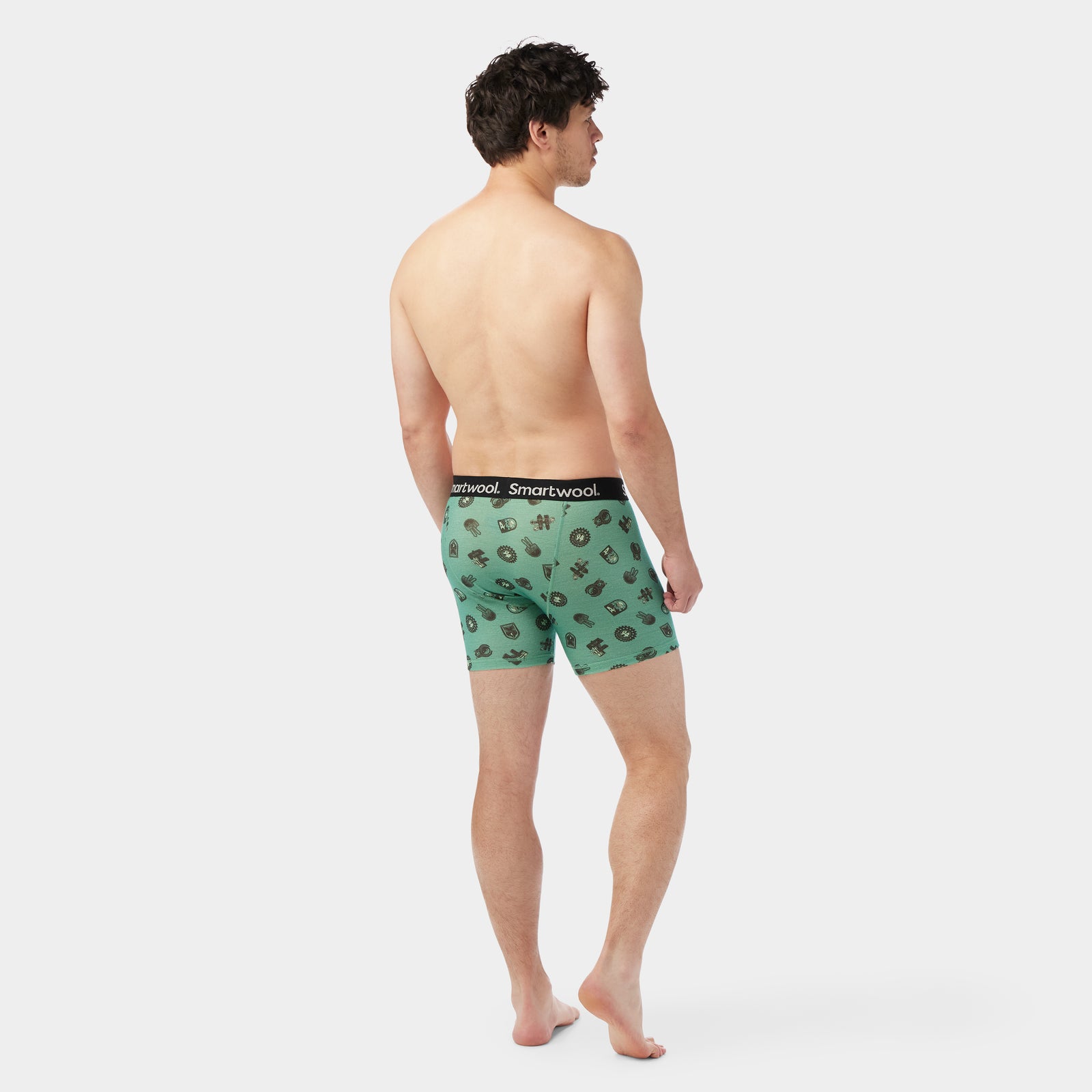 Men's Merino Print Boxer Brief Fern Green Aloha Forest - ver - 2